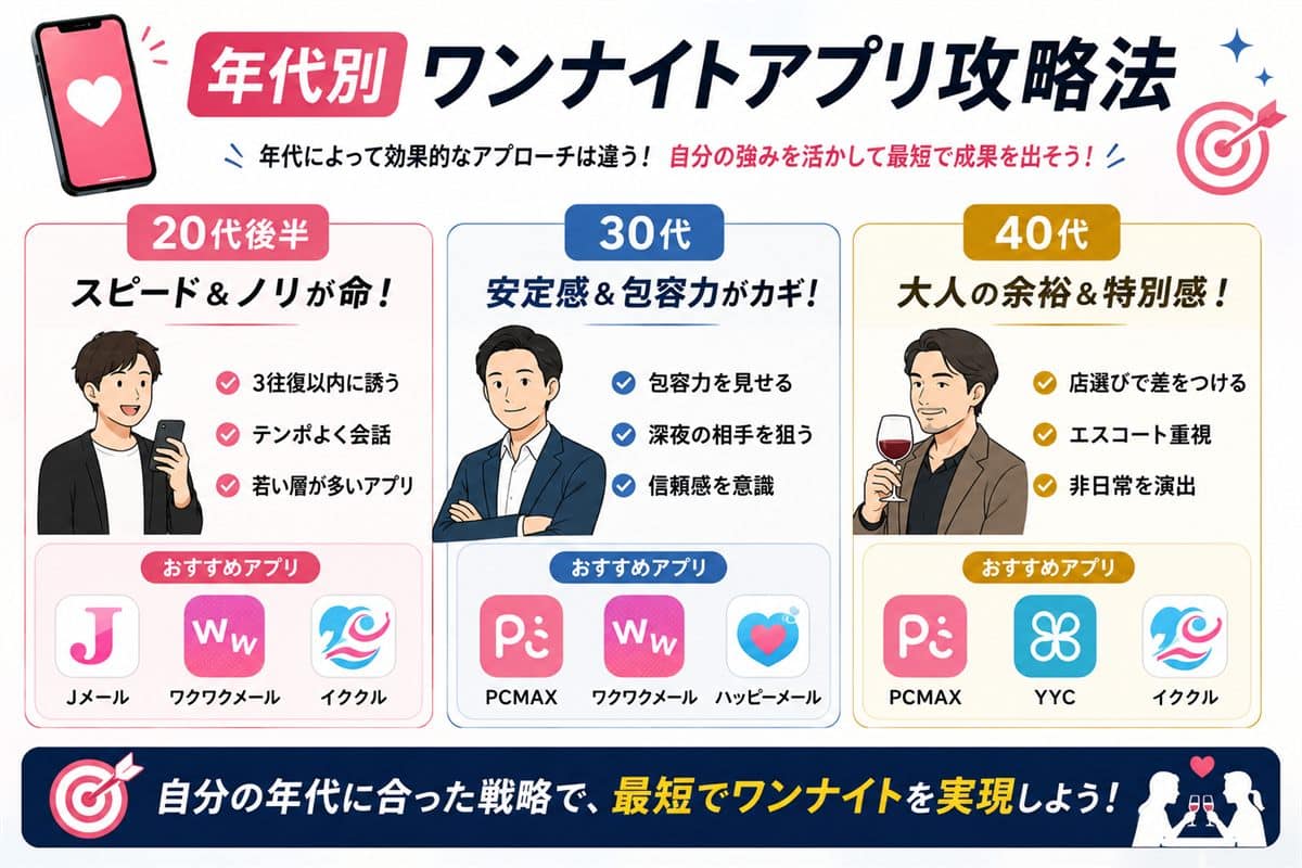 年代別ワンナイトアプリ攻略法(20〜40代)