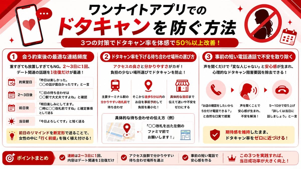 ワンナイトアプリでのドタキャンを防ぐ方法