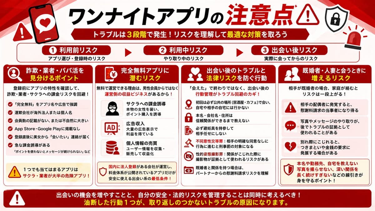 ワンナイトアプリの注意点